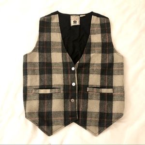 Vintage Fiber Optics Men’s wool suit Vest tartan grey plaid